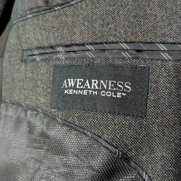Kenneth Cole Awearness Slim Wool Blend Taupe Classic Business Blazer Jacket 40L - Picture 8 of 9